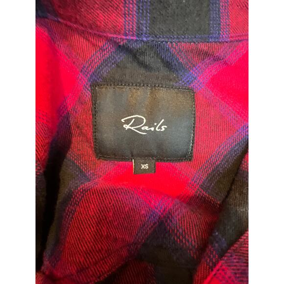 Rails Milo Flannel Button Down Shirt in Black Cherry Violet Plaid Women's XS - Picture 12 of 15
